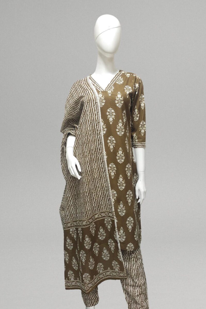 Brown Ethnic Kurti with Dupatta - Image 2