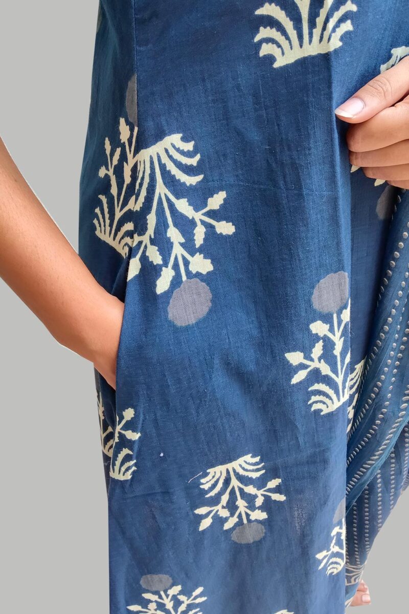 Royal Blue Printed Kurti Set with Dupatta - Image 3