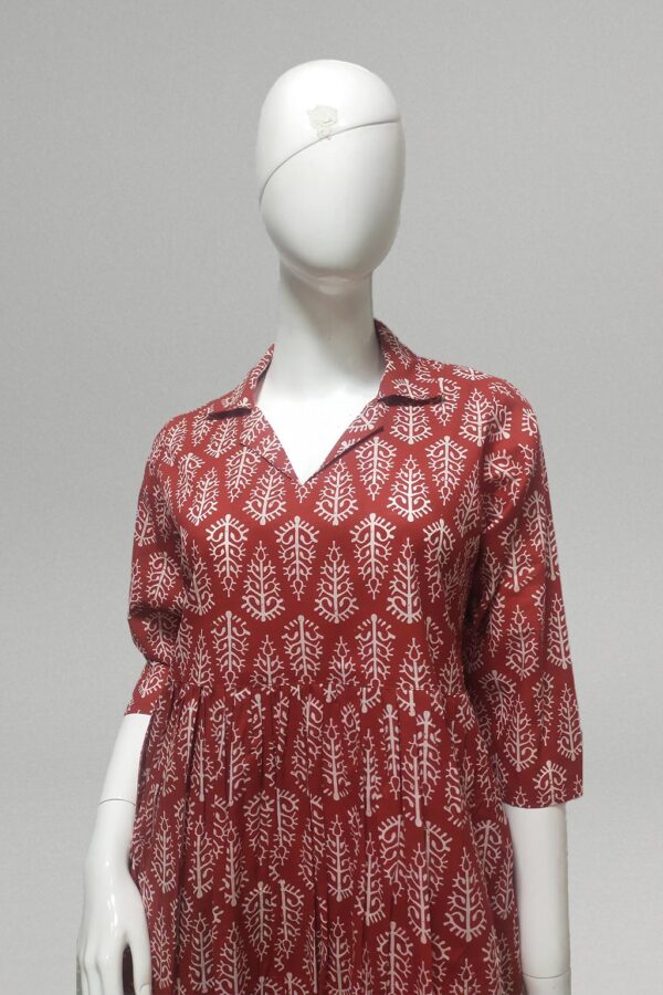 Rust Red Printed Cotton Dress