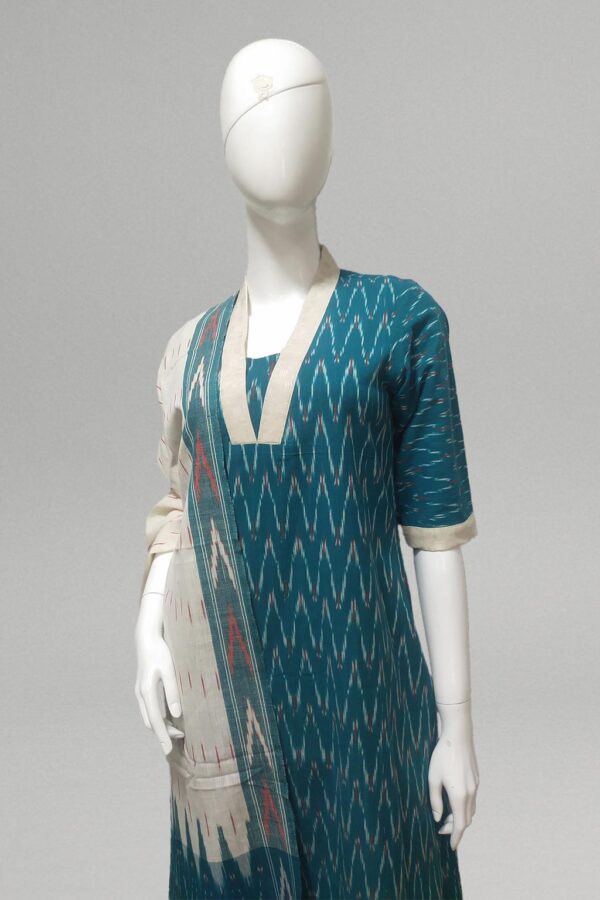 Teal Ikat Kurti with Dupatta